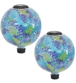 Azul Terra Outdoor Glass Gazing Globe W/ Solar Light -Gift Promotion Store mk031069x 2