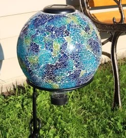 Azul Terra Outdoor Glass Gazing Globe W/ Solar Light -Gift Promotion Store mk031140alt viewc