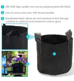 1-pack Garden Grown Bag With Handles - Non-woven Fabric - 2-gallon -Gift Promotion Store mk031287alt view3c