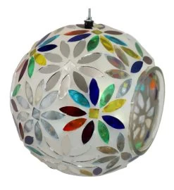 Rainbow Daisies Mosaic Hanging Bird Feeder Fly Through 6 Inch -Gift Promotion Store mk032216alt view2c
