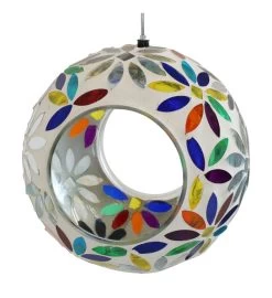 Rainbow Daisies Mosaic Hanging Bird Feeder Fly Through 6 Inch -Gift Promotion Store mk032216x 2