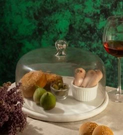 Gauri Kohli Uptown Marble Cheese Board With Glass Cloche 10 Gauri Kohli Uptown Marble Cheese Board With Glass Cloche -Gift Promotion Store mk032380alt viewc