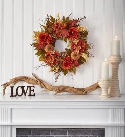 Nearly Natural 24” Peony, Hydrangea And Pumpkin Fall Artificial Wreath 10 Nearly Natural 24” Peony, Hydrangea And Pumpkin Fall Artificial Wreath -Gift Promotion Store mk032525alt view2c
