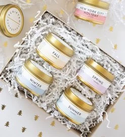 Seasonal Candle Gift Set In Mini Gold Tins -Gift Promotion Store mk032868x 2