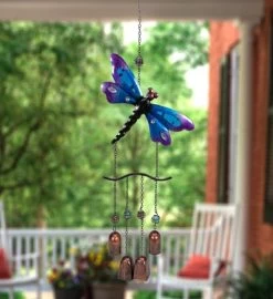 24" Purple And Bronze Dragonfly Outdoor Garden Windchime -Gift Promotion Store mk033490alt viewc