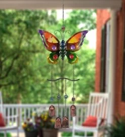 24" Purple And Bronze Butterfly Outdoor Garden Windchime -Gift Promotion Store mk033491alt viewc