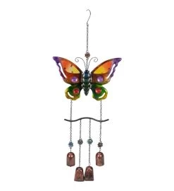 24" Purple And Bronze Butterfly Outdoor Garden Windchime