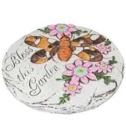 10" Bless This Garden Outdoor Floral Garden Stone -Gift Promotion Store mk033492alt view2c