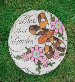 10" Bless This Garden Outdoor Floral Garden Stone -Gift Promotion Store mk033492alt viewc