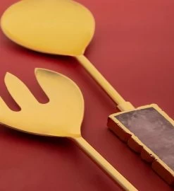 GAURI KOHLI Arlena Agate Salad Servers, Set Of 2 -Gift Promotion Store mk033505alt view3c