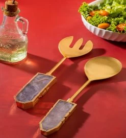 GAURI KOHLI Arlena Agate Salad Servers, Set Of 2 -Gift Promotion Store mk033505alt viewc