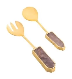 GAURI KOHLI Arlena Agate Salad Servers, Set Of 2 -Gift Promotion Store mk033505x 2