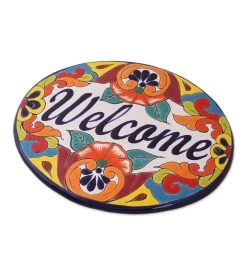 Novica Handmade Talavera Welcome Ceramic Wall Sign -Gift Promotion Store mk033507x 2