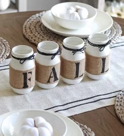 Farmhouse Fall Home Decor - Set Of 4 Painted Jars -Gift Promotion Store mk033773x 2